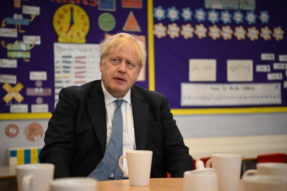 Prime Minister Boris Johnson during a visit at the Field End Infant school, in South Ruislip