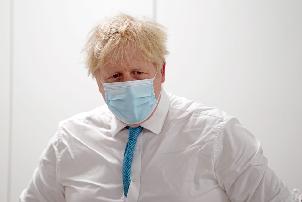 Prime Minister Boris Johnson during a visit to the Kent Oncology Centre at Maidstone Hospital in Kent