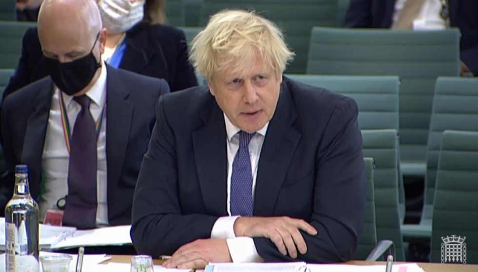 Prime Minister Boris Johnson giving evidence to the Liaison Committee at the House of Commons.