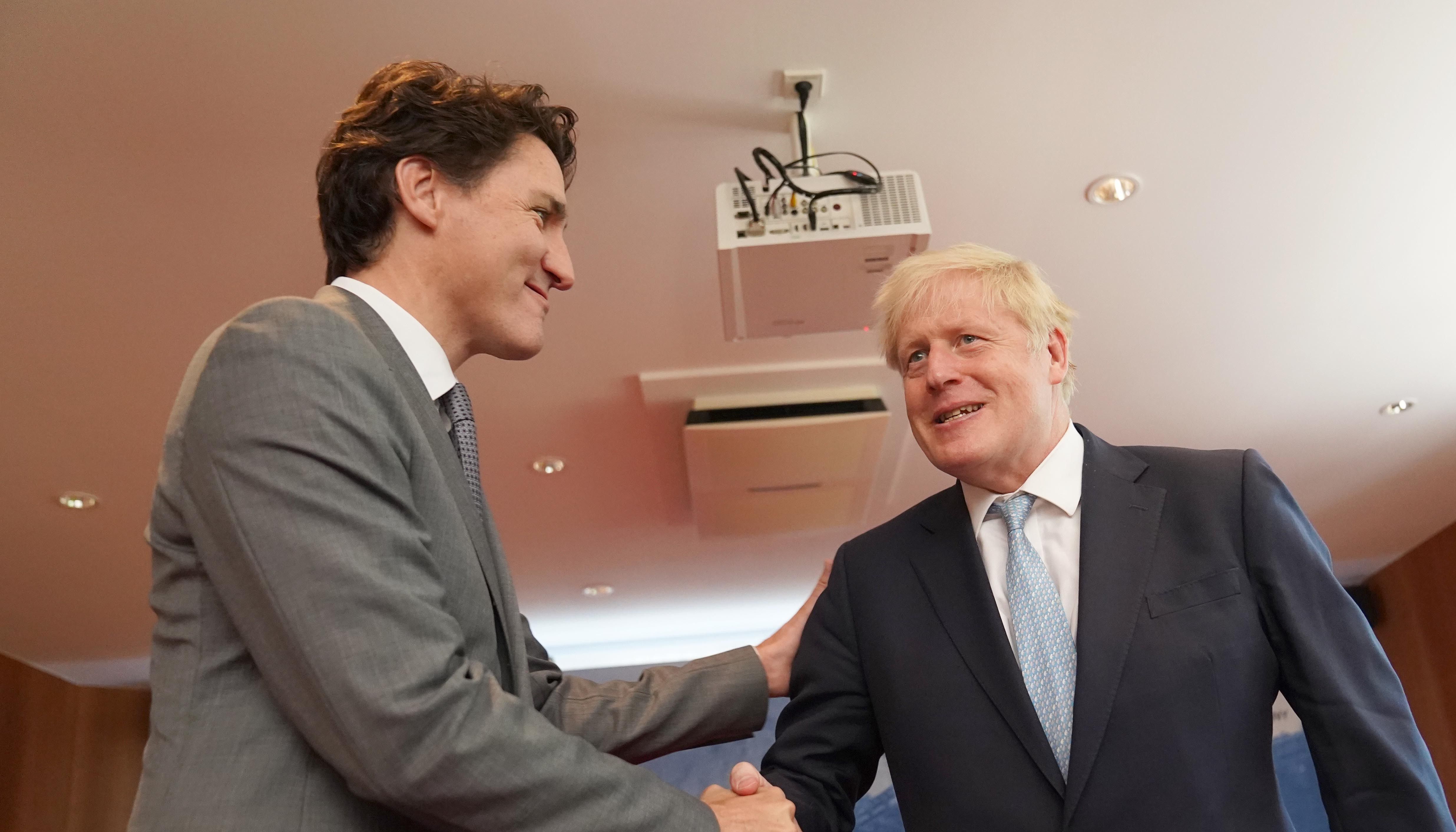 Prime Minister Boris Johnson holds a bilateral meeting with Canadian Prime Minister Justin Trudeau during the G7 summit in Schloss Elmau, in the Bavarian Alps, Germany. Picture date: Sunday June 26, 2022.
