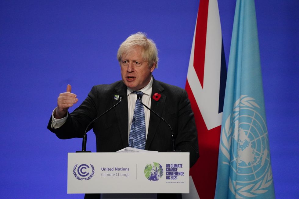 Prime Minister Boris Johnson holds a press conference at the Cop26 summit at the Scottish Event Campus (SEC) in Glasgow.