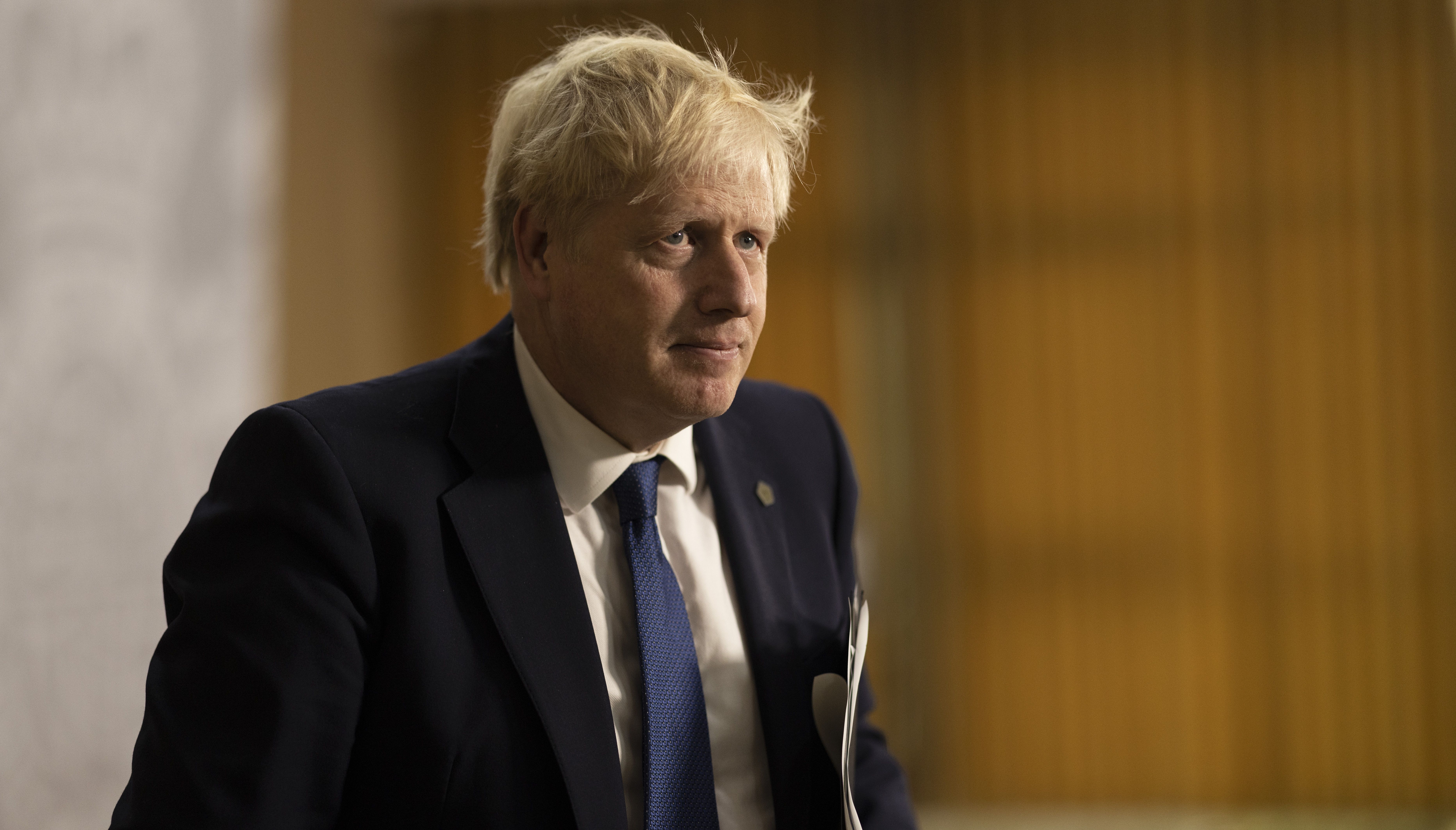 Prime Minister Boris Johnson leaves after speaking at a press conference during the Commonwealth Heads of Government Meeting (CHOGM) at the Lemigo Hotel, Kigali, Rwanda. Picture date: Friday June 24, 2022.