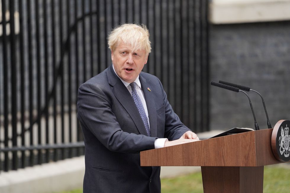 Prime Minister Boris Johnson makes a statement at Downing Street