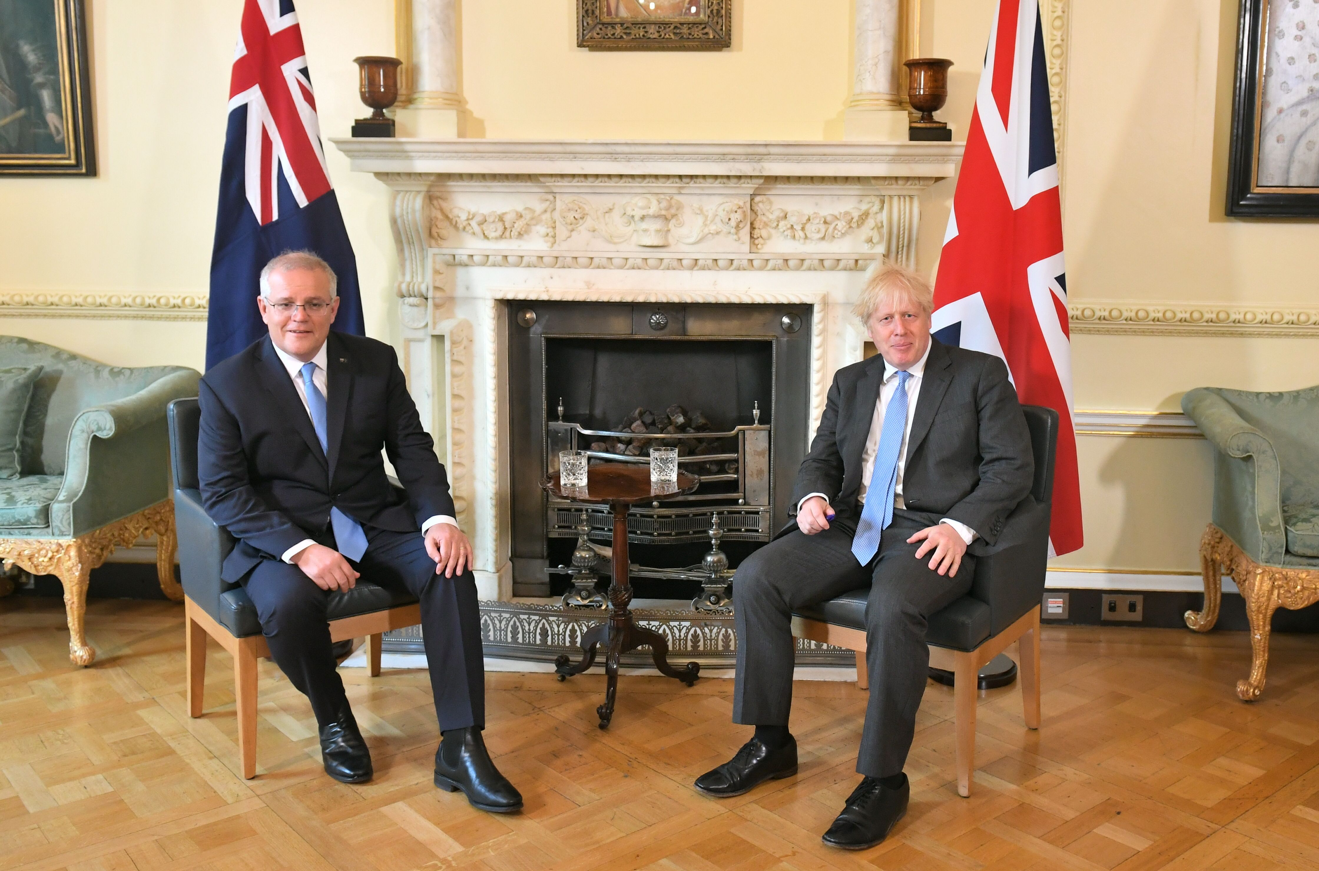 Prime Minister Boris Johnson (right) with Australian Prime Minister Scott Morrison at 10 Downing Street, London, ahead of a meeting to formally announce a trade deal with the UK.