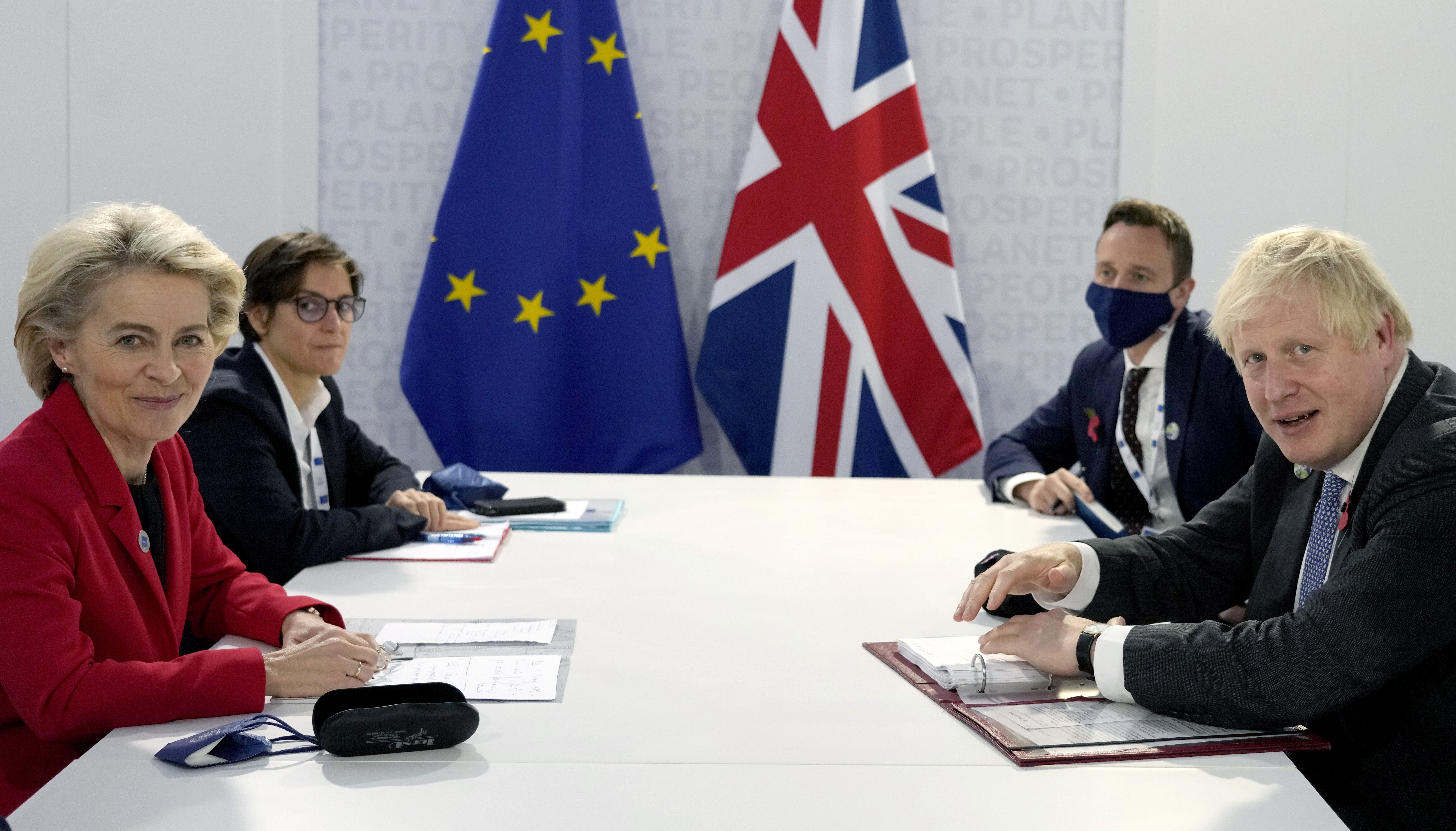 Prime Minister Boris Johnson (right) with European Commission President Ursula von der Leyen (left) prior to a bilateral meeting during the G20 summit in Rome.