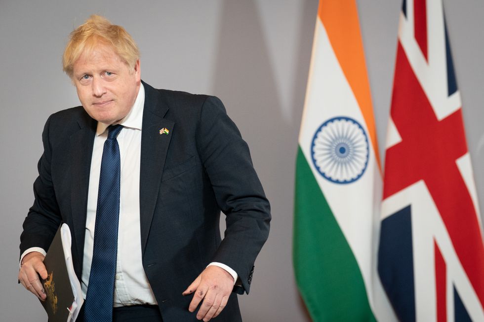 Prime Minister Boris Johnson speaking at a press conference in Delhi, on the last day of his two day trip to India. Picture date: Friday April 22, 2022.