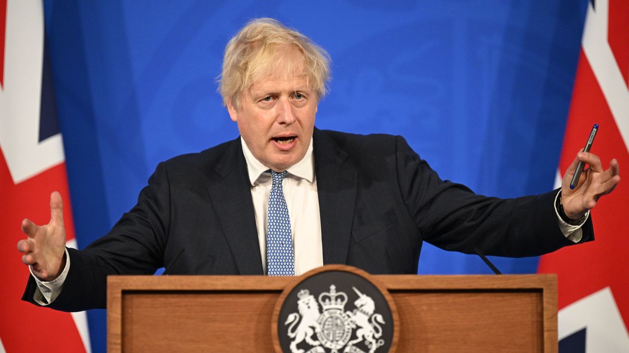Prime Minister Boris Johnson speaks during a press conference in Downing Street,