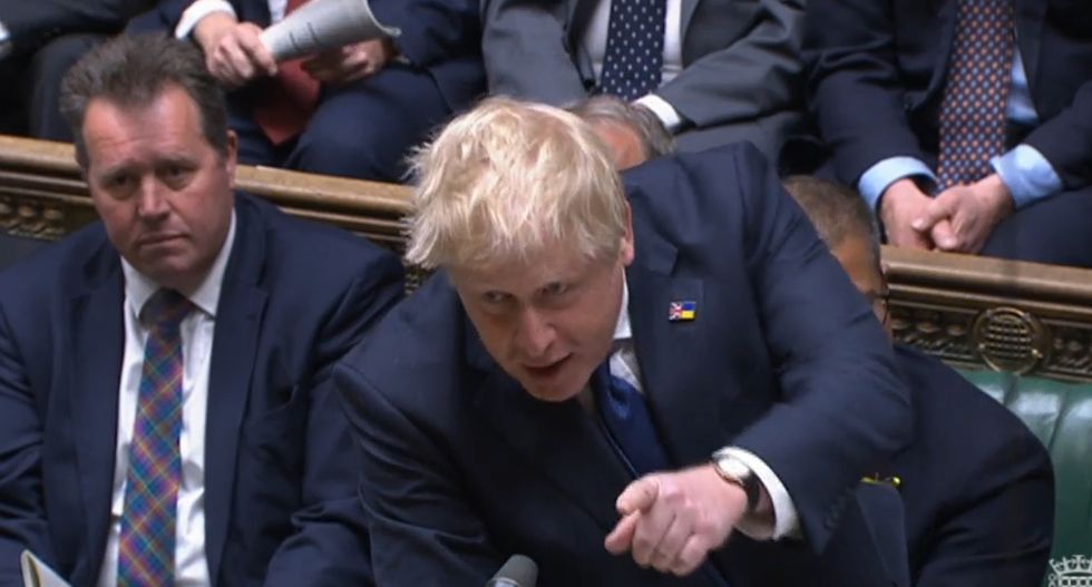 Prime Minister Boris Johnson speaks during Prime Minister's Questions in the House of Commons, London. Picture date: Wednesday April 20, 2022.