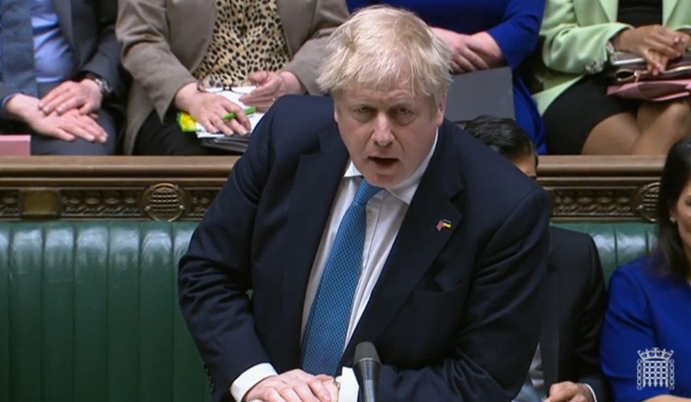 Prime Minister Boris Johnson speaks during Prime Minister's Questions in the House of Commons, London. Picture date: Wednesday March 23, 2022.