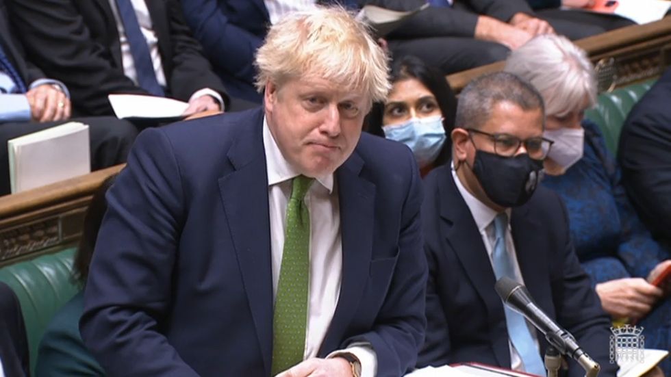 Prime Minister Boris Johnson speaks during Prime Minister's Questions in the House of Commons.