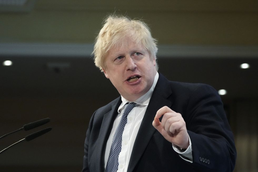 Prime Minister Boris Johnson speaks during the Munich Security Conference in Germany where he is meeting with world leaders to discuss tensions in eastern Europe.