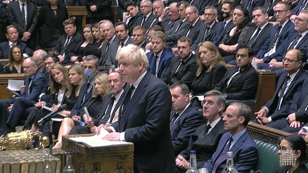 Prime Minister Boris Johnson speaks in the chamber of the House of Commons, Westminster, as MPs gather to pay tribute to Conservative MP Sir David Amess, who died on Friday after he was stabbed several times during a constituency surgery in Leigh-on-Sea, Essex.