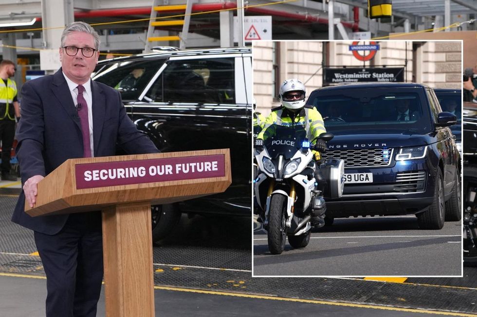 Prime Minister Keir Starmer and his Range Rover Sentinel