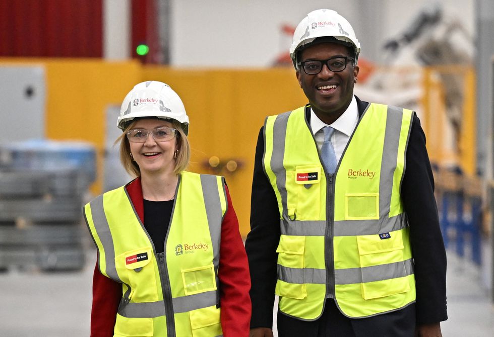 Prime Minister Liz Truss and Chancellor of the Exchequer Kwasi Kwarteng during a visit to Berkeley Modular in Northfleet Kent, to coincide with the Government's new Growth Plan. Picture date: Friday September 23, 2022.