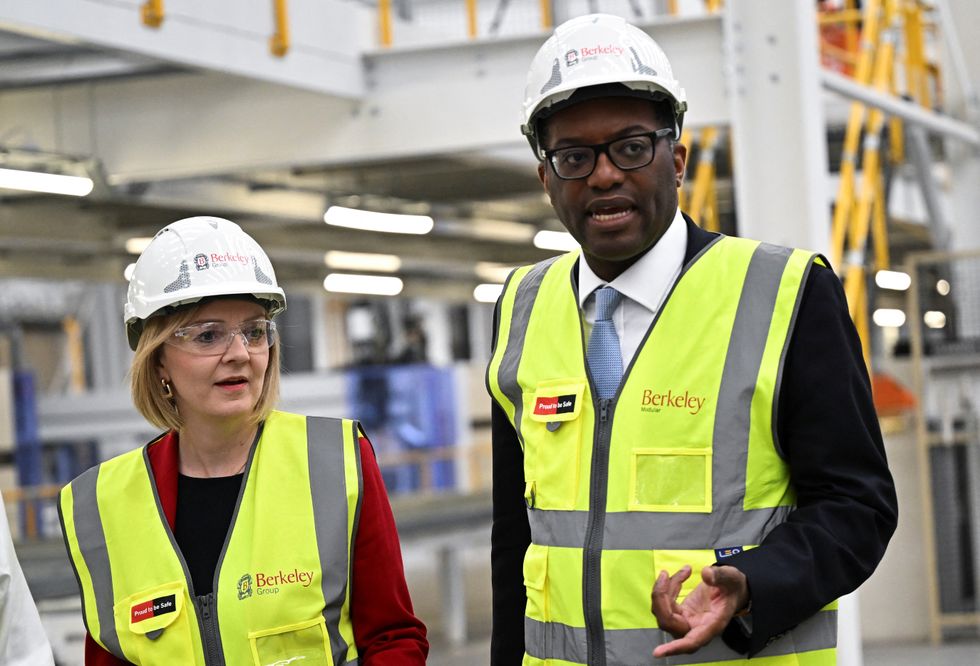 Prime Minister Liz Truss and Chancellor of the Exchequer Kwasi Kwarteng during a visit to Berkeley Modular in Northfleet Kent, to coincide with the Government's new Growth Plan. Picture date: Friday September 23, 2022.