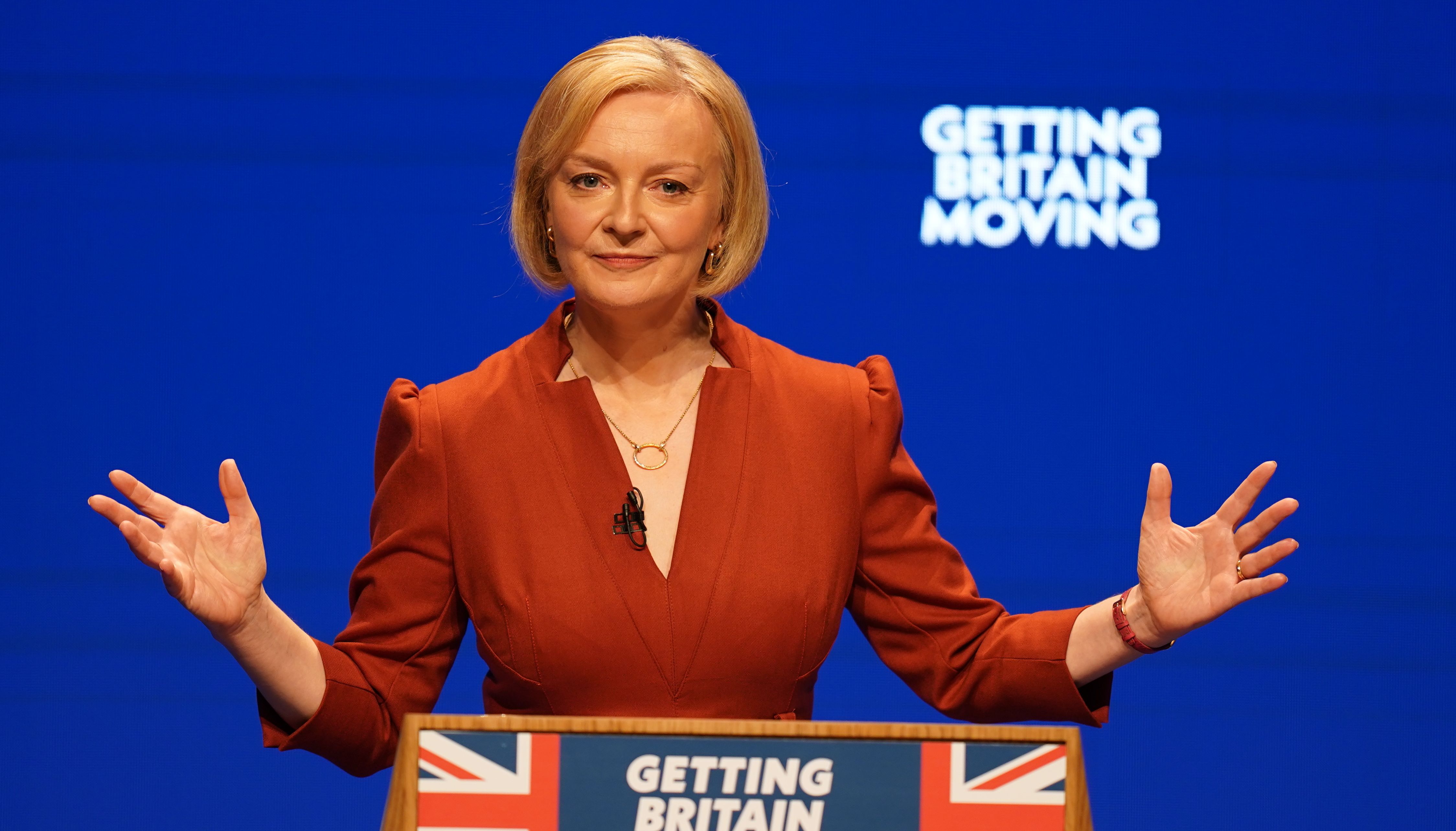 Prime Minister Liz Truss delivers her keynote speech at the Conservative Party annual conference at the International Convention Centre in Birmingham. Picture date: Wednesday October 5, 2022.