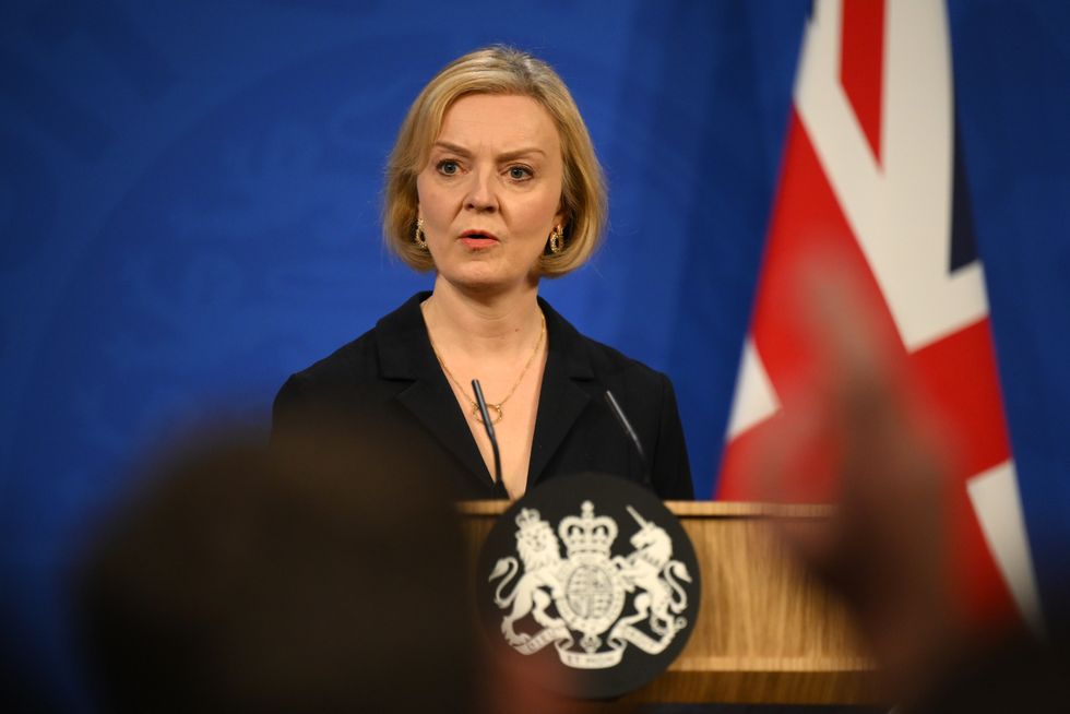 Prime Minister Liz Truss during a press conference in the briefing room at Downing Street, London. Picture date: Friday October 14, 2022.