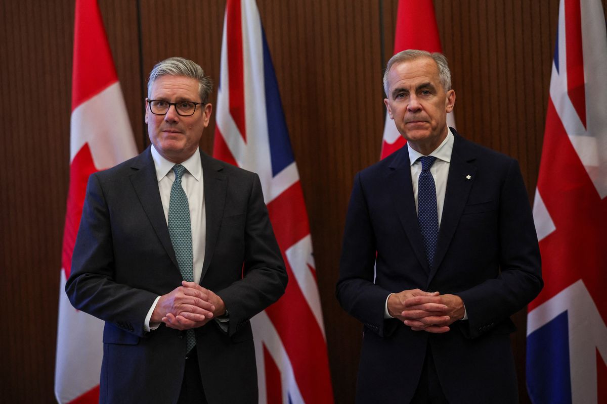 Prime Minister of Canada Mark Carney (right) and Prime Minister Sir Keir Starmer during a bilateral meeting at Parliament Hill in Ottawa, Canada, ahead of the G7 summit leaders' summit