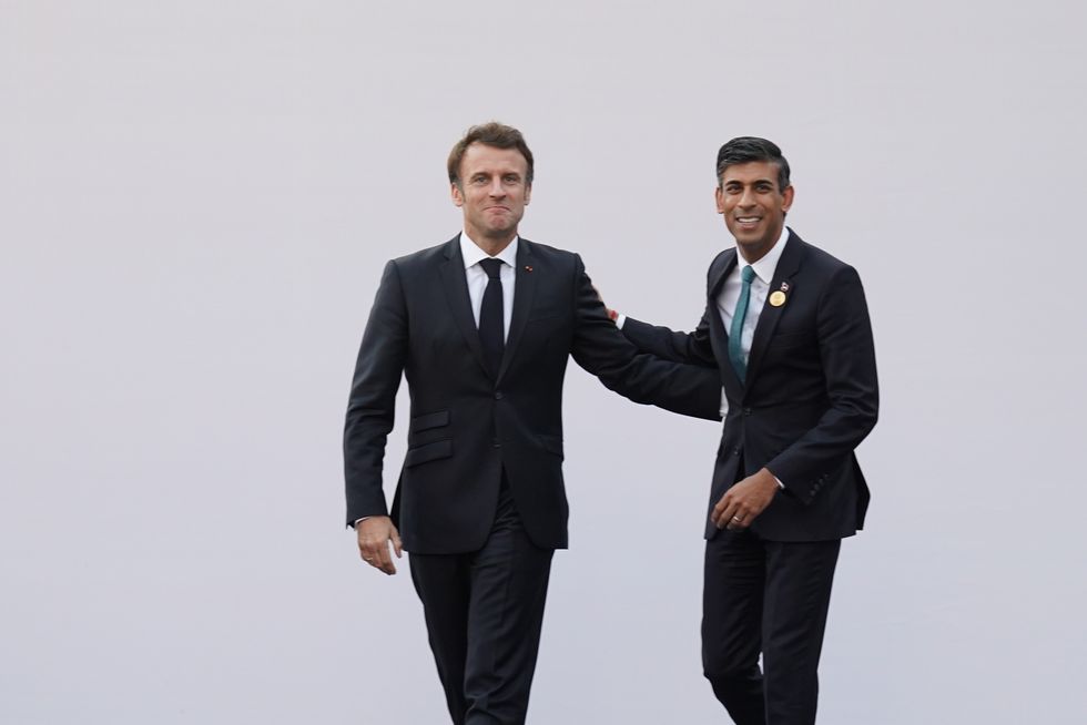 Prime Minister Rishi Sunak and President of France, Emmanuel Macron, ahead of a bilateral meeting during the Cop27 summit at Sharm el-Sheikh