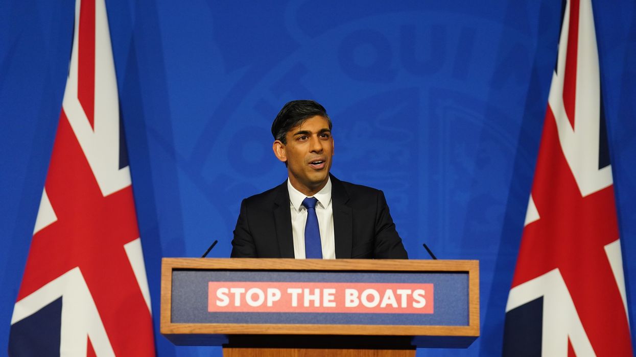 Prime Minister Rishi Sunak conducts a press conference in the Downing Street Briefing Room,
