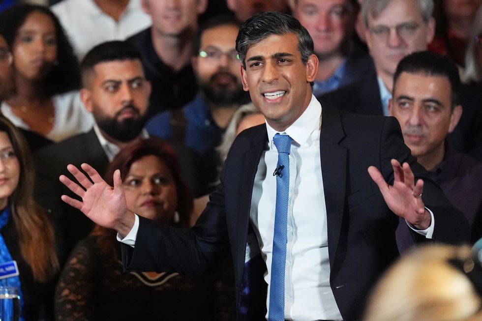 Prime Minister Rishi Sunak delivers a speech in central London, while on the General Election campaign trail