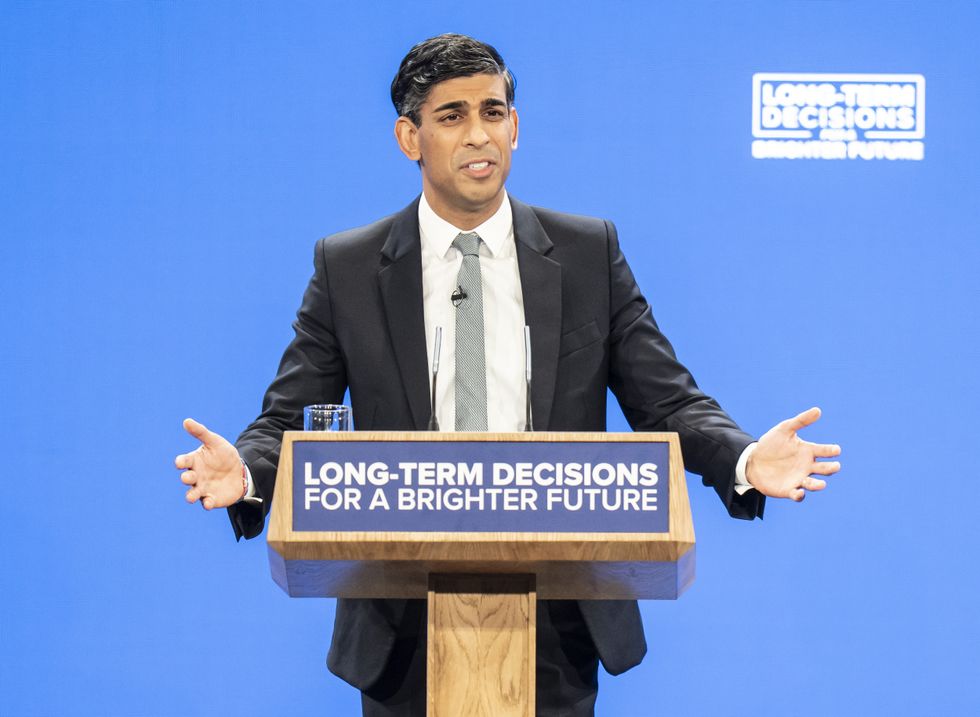 Prime Minister Rishi Sunak delivers his keynote speech at the Conservative Party annual conference at Manchester Central convention complex