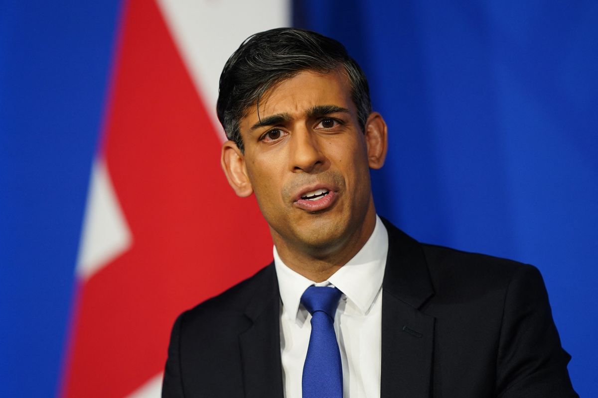 Prime Minister Rishi Sunak hosts a press conference inside the Downing Street Briefing Room