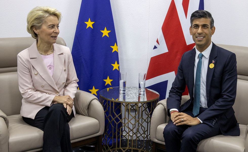 Prime Minister Rishi Sunak meets with European Commission President Ursula von der Leyen during the Cop27 summit at Sharm el-Sheikh, Egypt. Picture date: Monday November 7, 2022. Steve Reigate/Pool via REUTERS