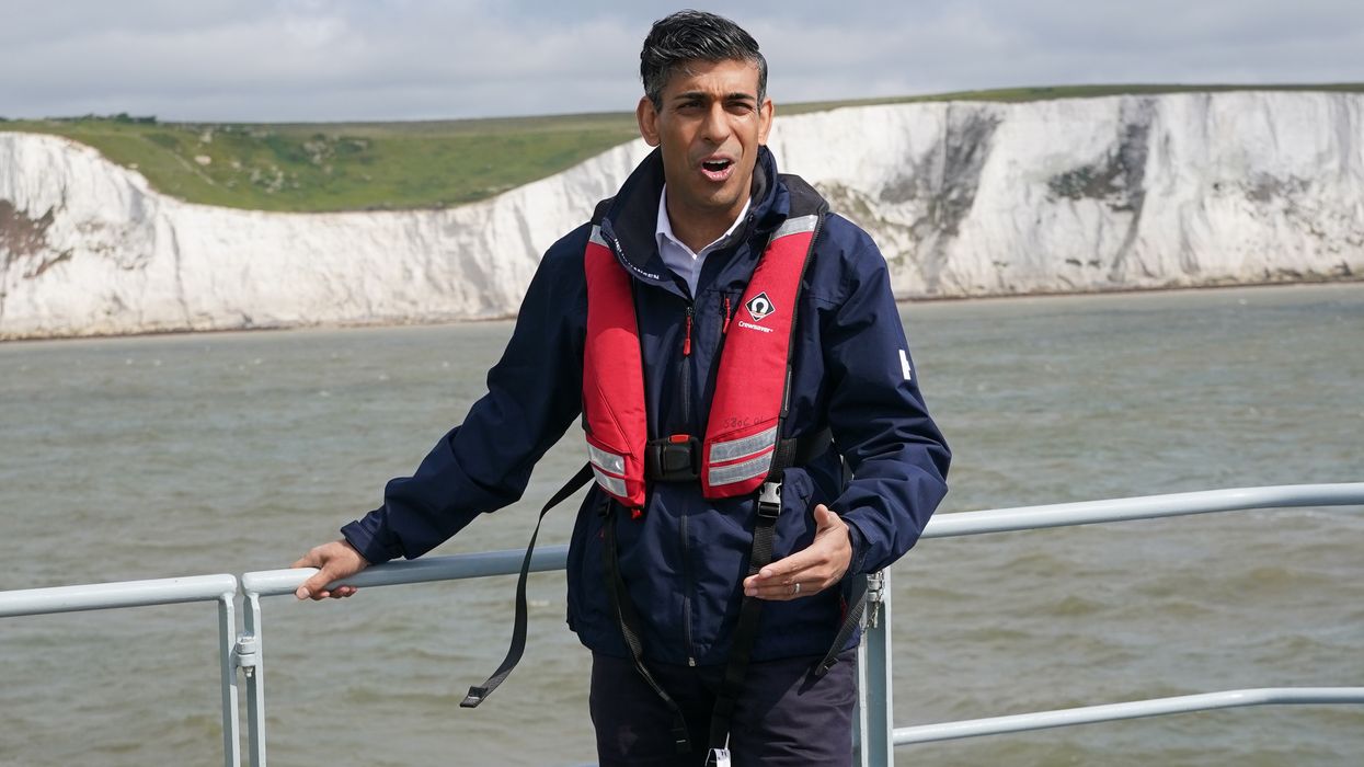 Prime Minister Rishi Sunak onboard Border Agency cutter HMC Seeker during a visit to Dover