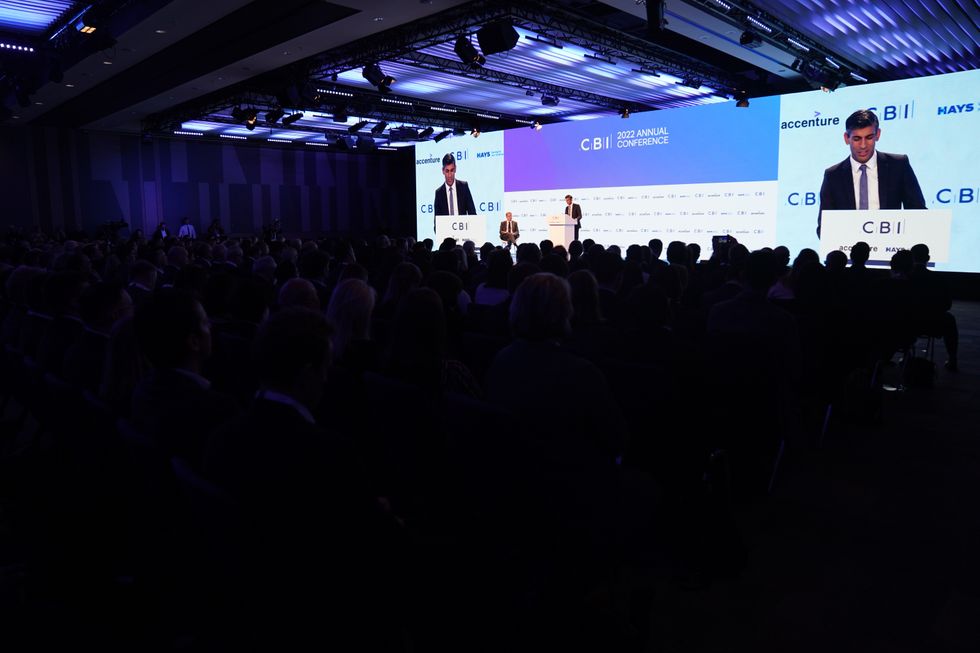 Prime Minister Rishi Sunak speaking during the CBI annual conference at the Vox Conference Centre in Birmingham. Picture date: Monday November 21, 2022.