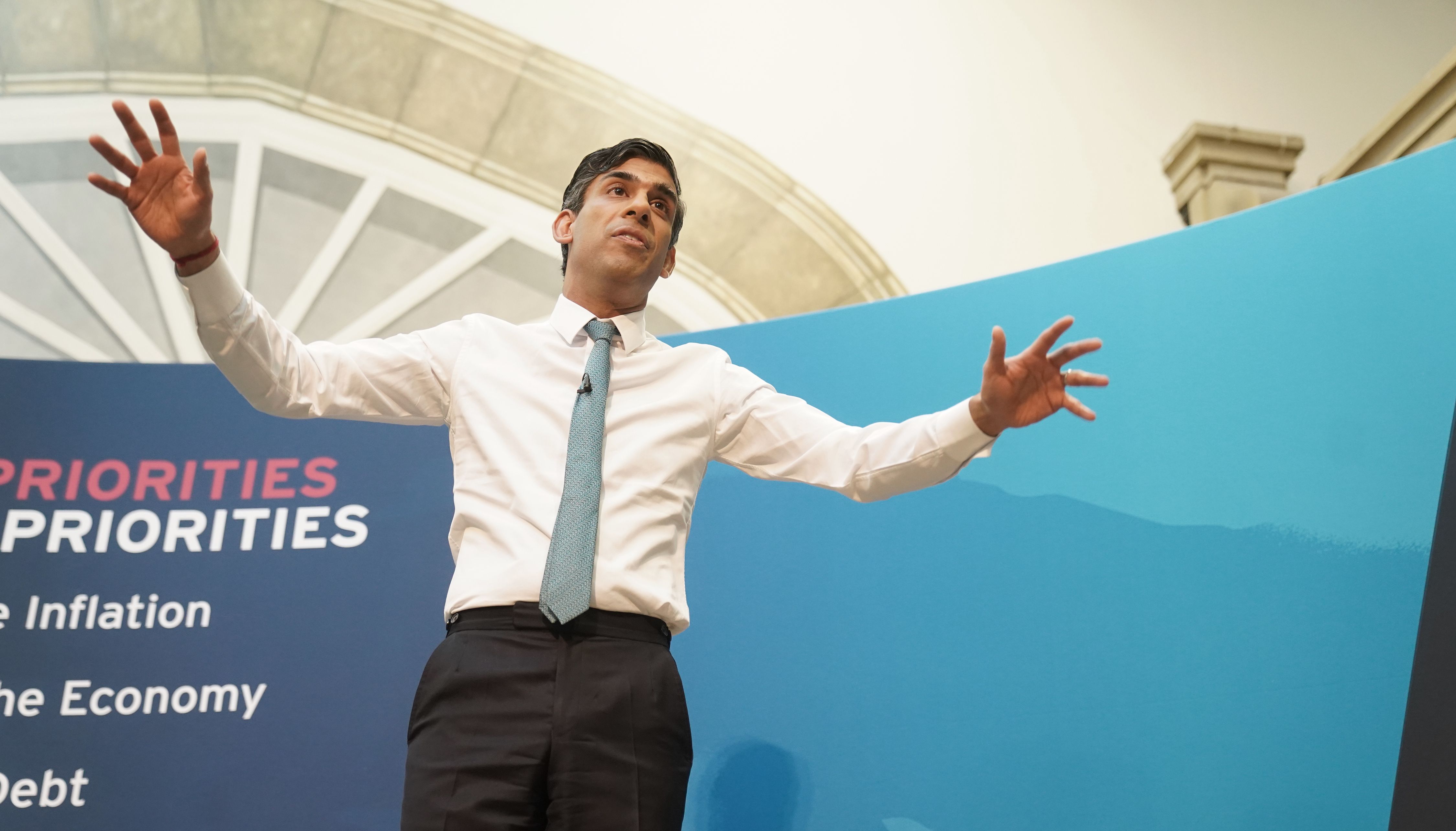 Prime Minister Rishi Sunak speaks during a Q&A session at The Platform in Morecambe, Lancashire, following a community visit to the Eden Project North. Mr Sunak has reiterated his commitment to levelling up as the Government announced 2 billion for more than 100 projects across the UK. Among the projects earmarked for funding is the Eden Project North in Morecambe, which received 50 million for the regeneration project designed to transform the Lancashire town's seafront. Picture date: Thursday January 19, 2023.