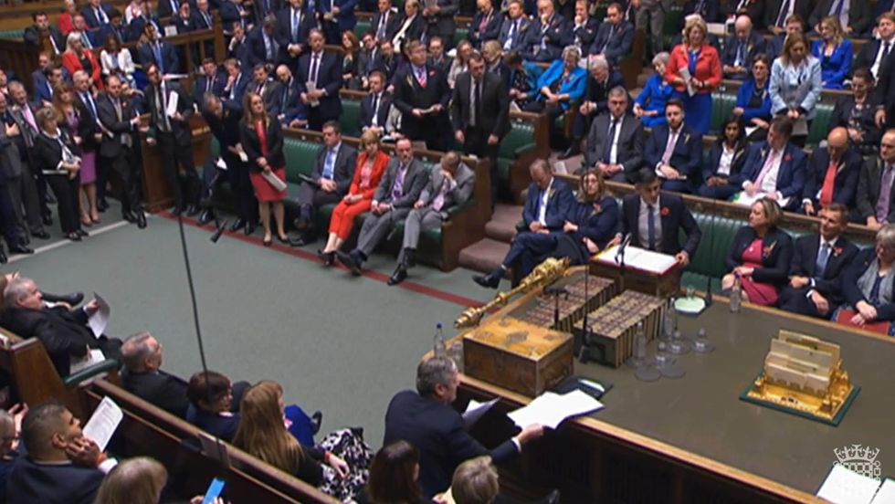 Prime Minister Rishi Sunak speaks during Prime Minister's Questions in the House of Commons, London.