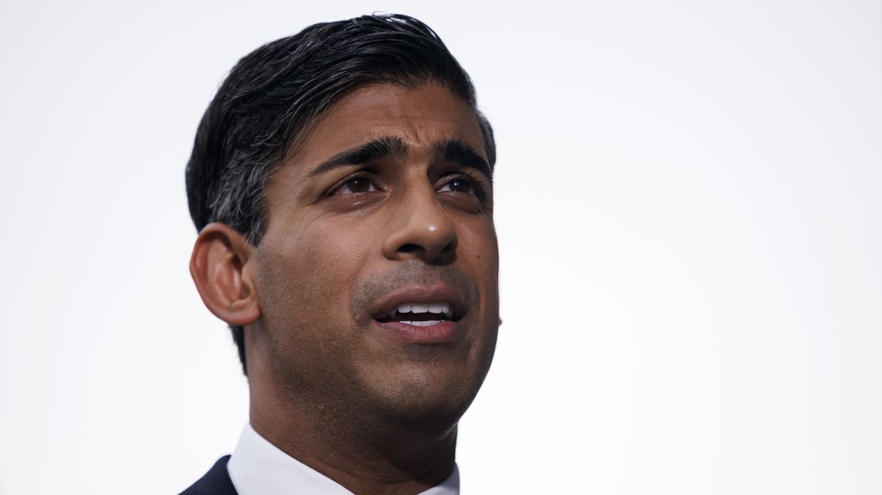 Prime Minister Rishi Sunak speaks to the media during the G20 Summit in New Delhi, India