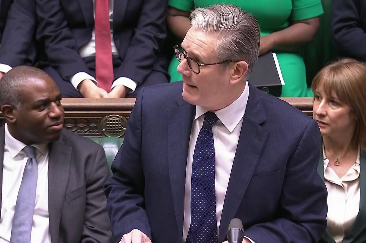 Prime Minister Sir Keir Starmer, David Lammy and Rachel Reeves confused at PMQs