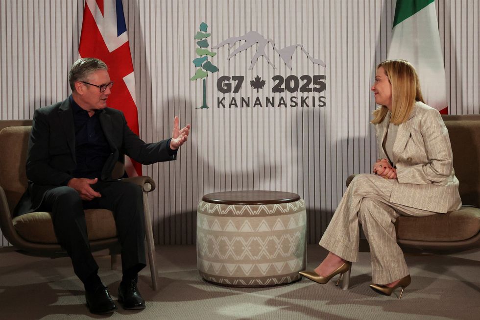 Prime Minister Sir Keir Starmer during a bilateral meeting with Italy's Prime Minister Giorgia Meloni at the G7 summit