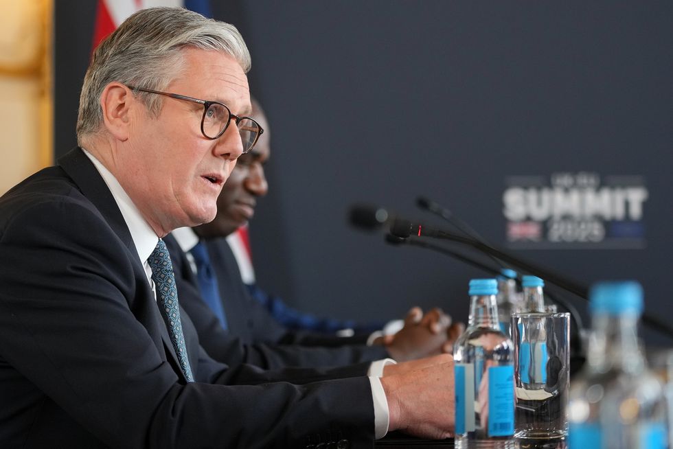 Prime Minister Sir Keir Starmer during a meeting at the UK-EU Summit today