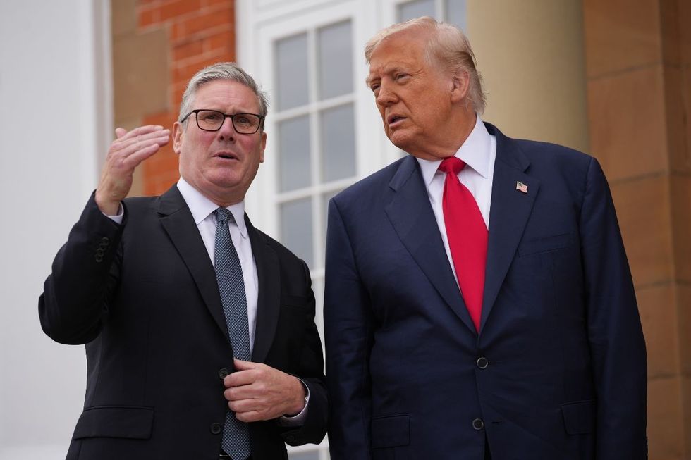 Prime Minister Sir Keir Starmer (left) is greeted by US President Donald Trump at his Trump Turnberry golf course in South Ayrshire