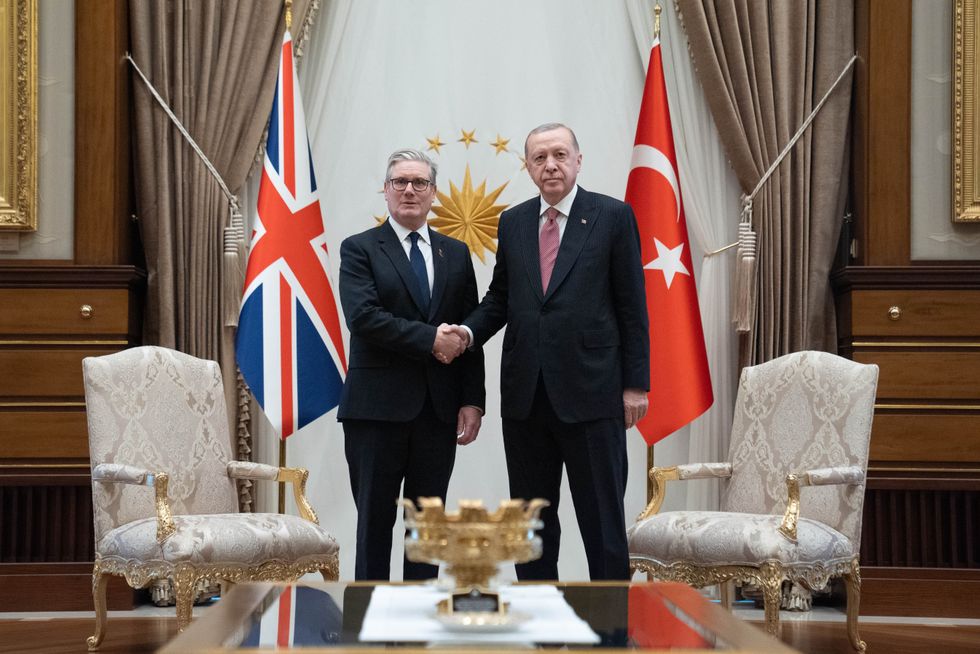 Prime Minister Sir Keir Starmer (left) meeting with Turkish President Recep Tayyip Erdogan at the Presidential Palace in Ankara, during a visit to Turkey