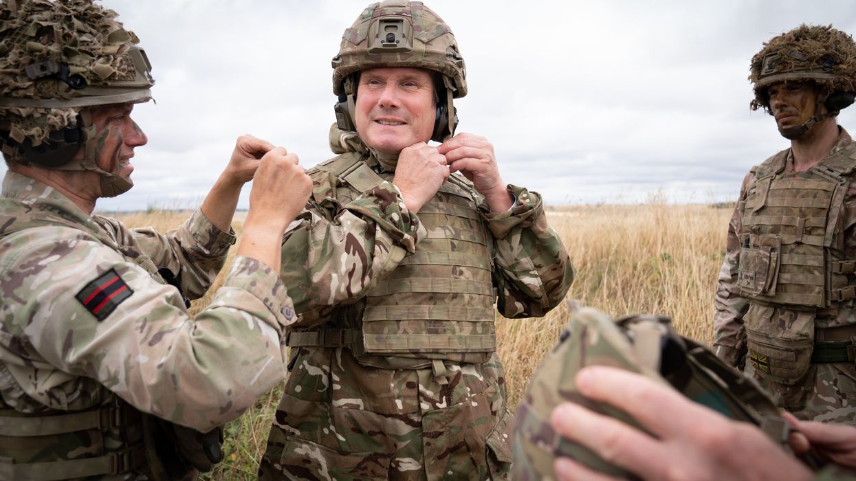 Prime Minister Sir Keir Starmer meets British soldiers at Salisbury Plain in Wiltshire