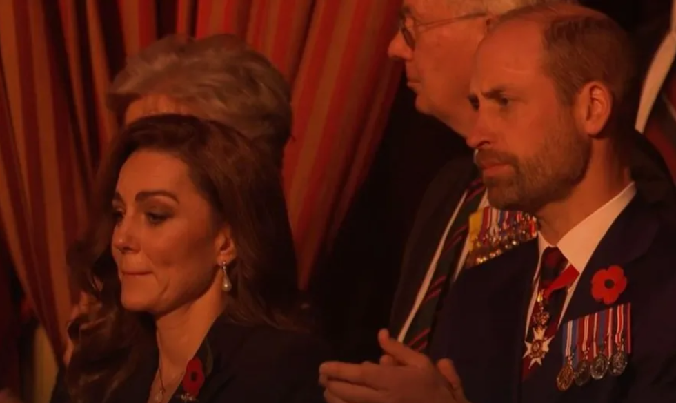Prince and Princess of Wales looking emotional