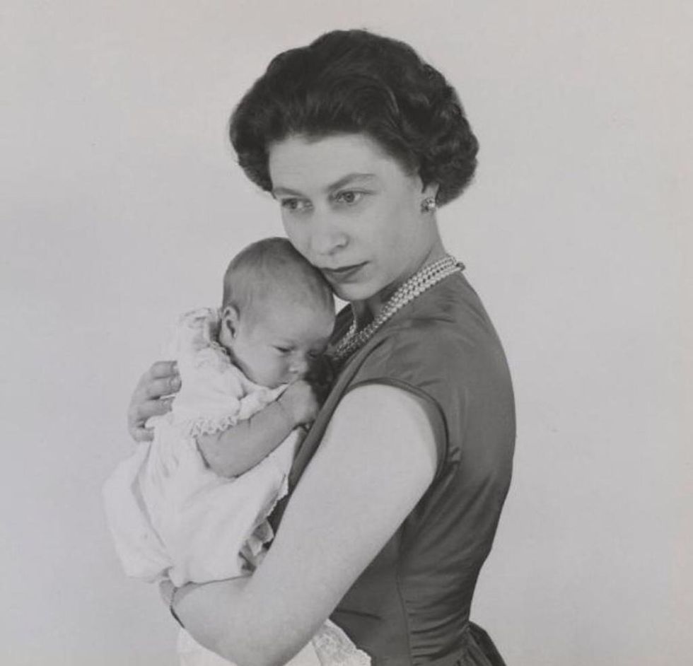 Prince Andrew as a baby with his 'mummy' Queen Elizabeth II