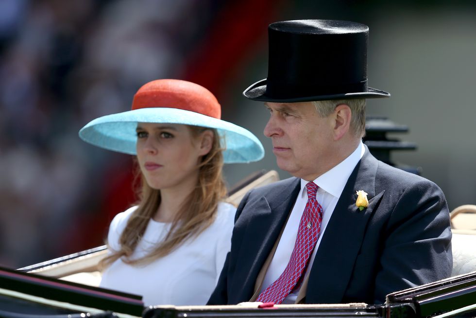 Prince Andrew, Duke of York (right) and Princess Beatrice of York (left) arrive during Ladies Day, on day three of the 2015 Royal Ascot Meeting at Ascot Racecourse, Berkshire.