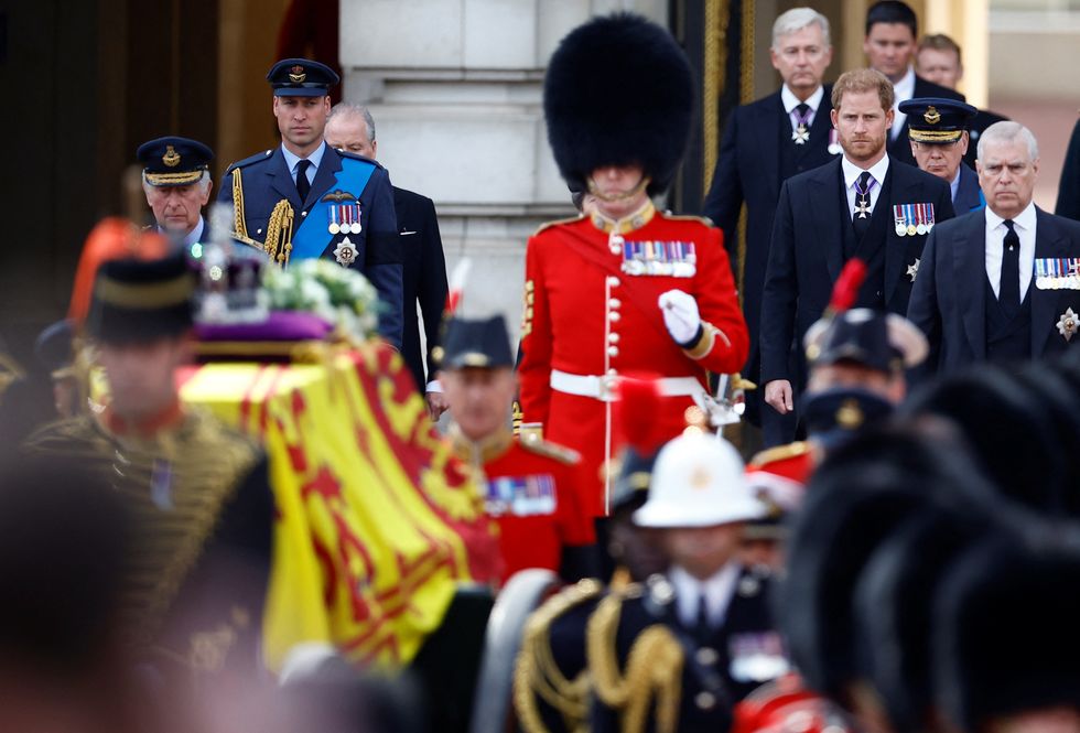 Prince Andrew joined other members of the Royal Family as they followed Queen Elizabeth II's coffin on foot
