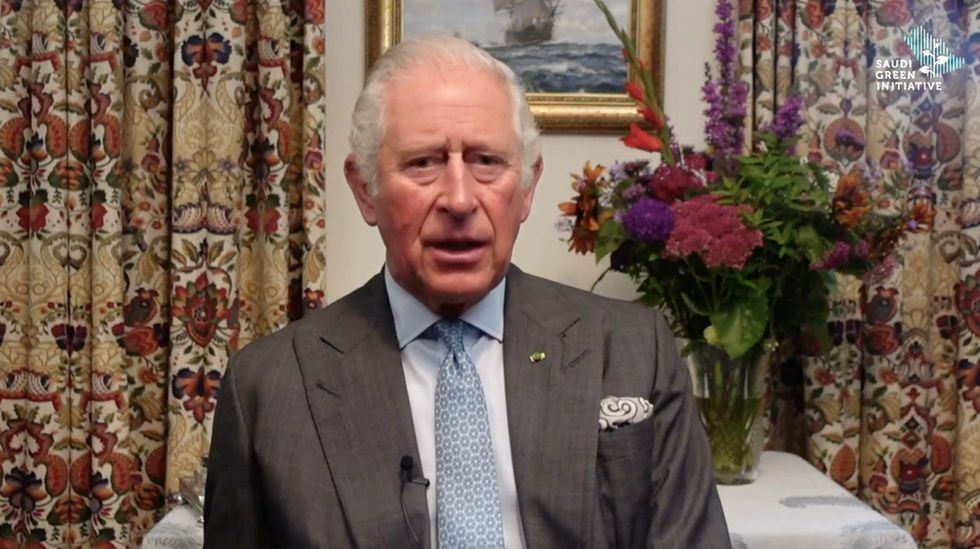 Prince Charles addressing the Saudi Green Initiative Forum