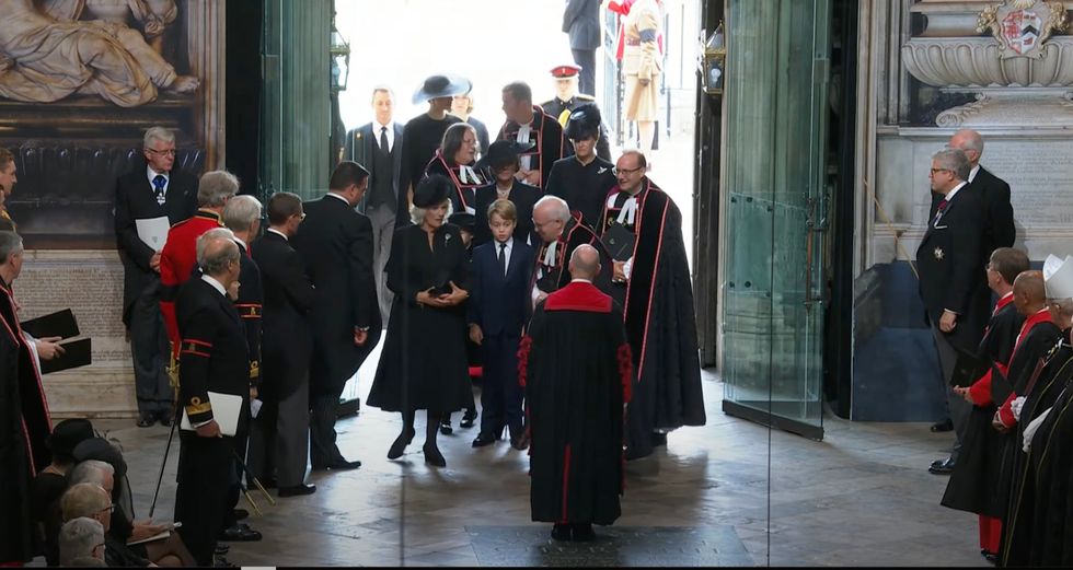 Prince George arriving at Westminster Abbey