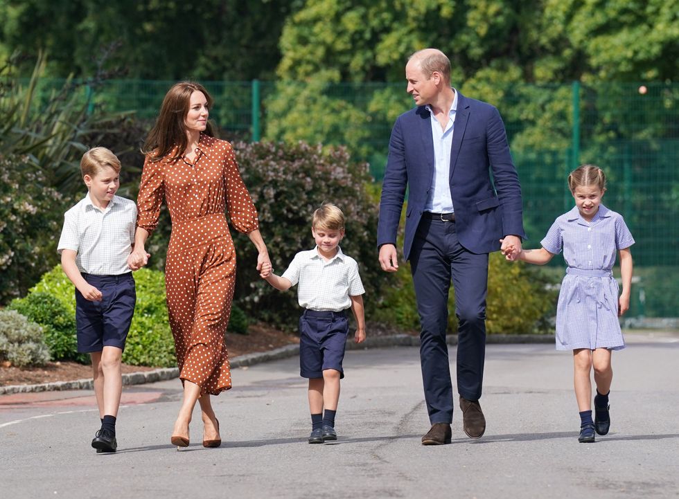 Prince George, Princess Charlotte and Prince Louis, with the Prince and Princess of Wales