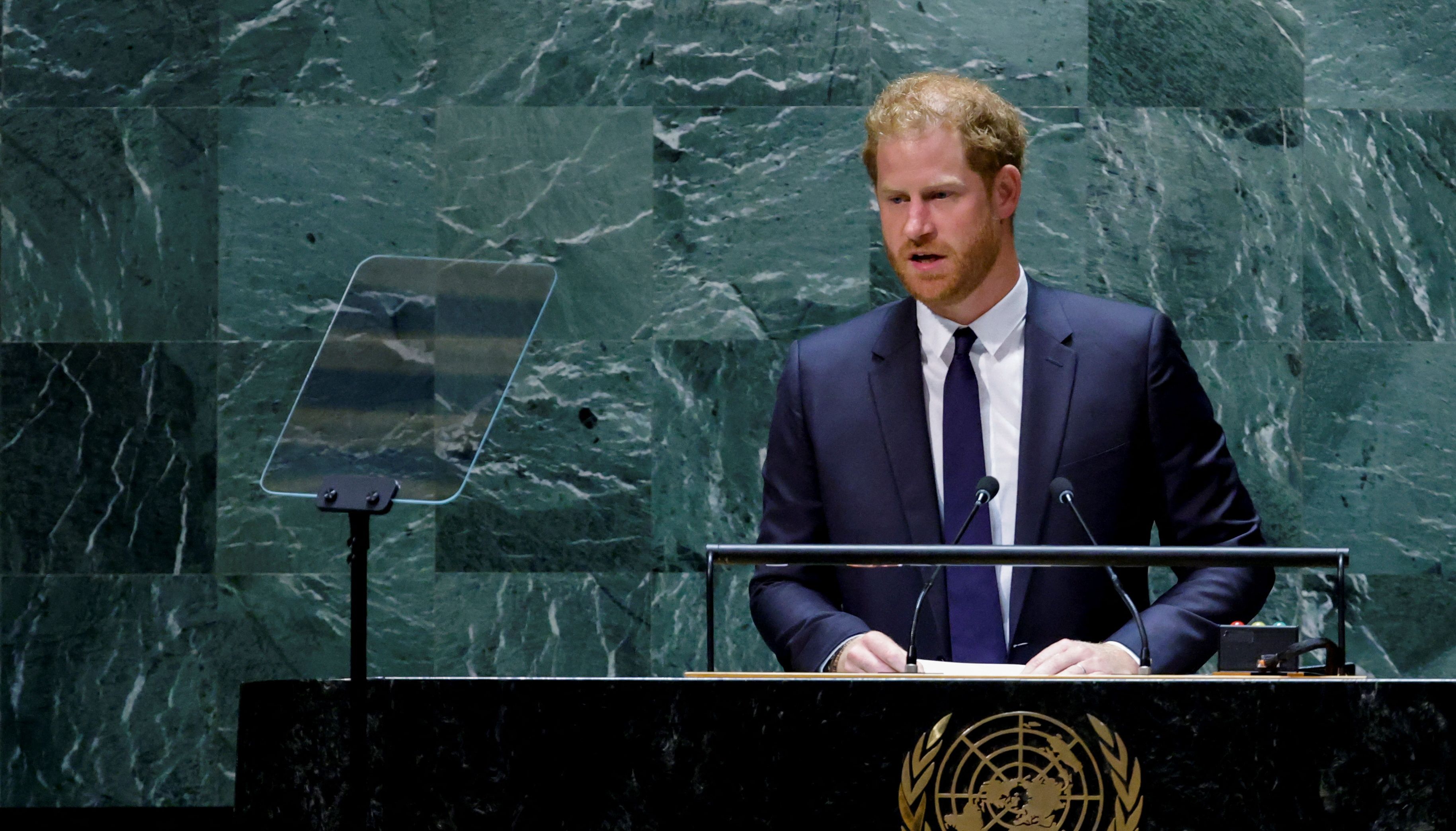 Prince Harry addresses the United Nations General Assembly