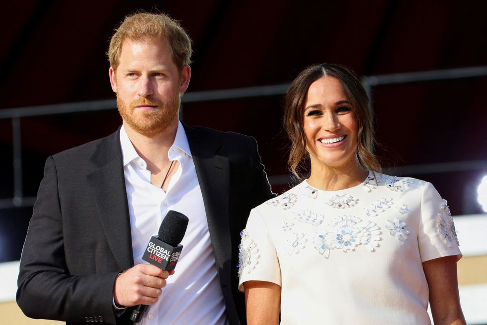Prince Harry and Meghan Markle appear onstage at the 2021 Global Citizen Live concert at Central Park in New York, US