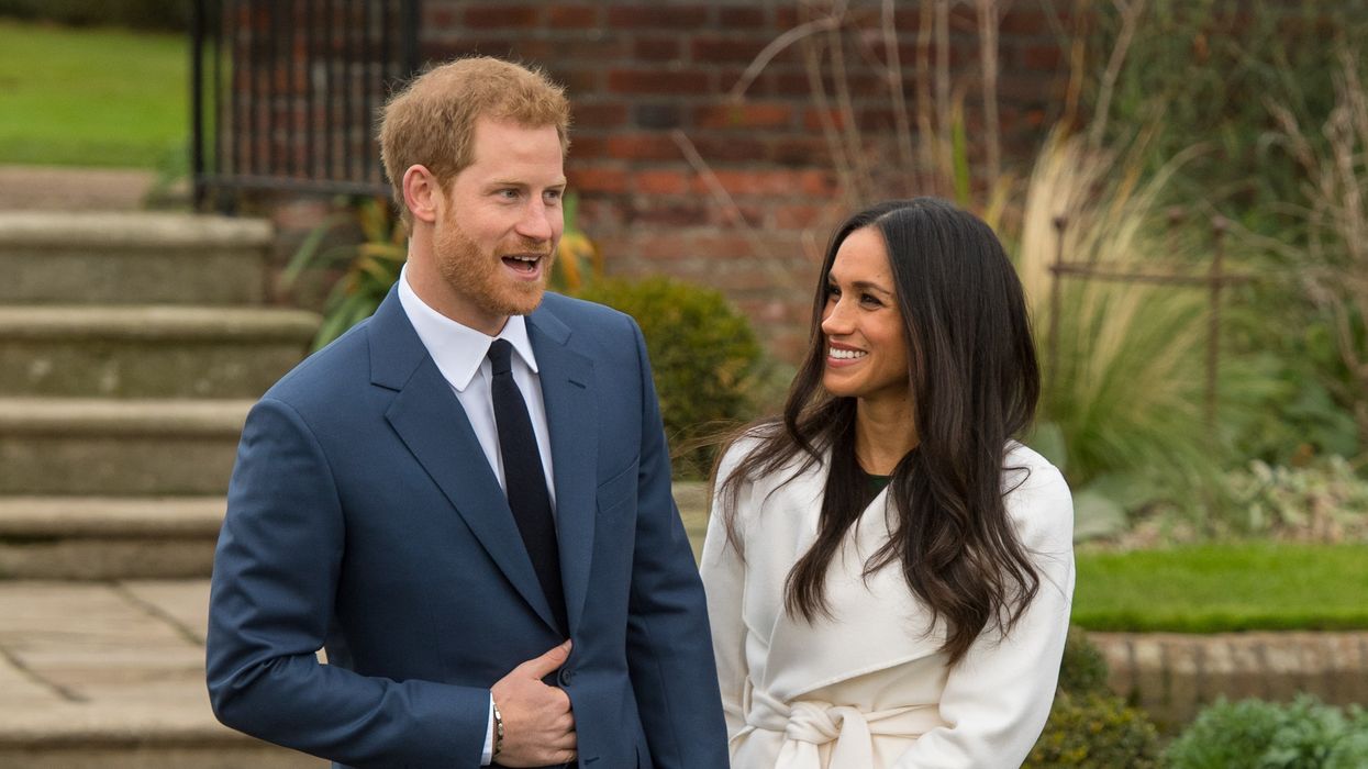 Prince Harry and Meghan Markle in the Sunken Garden at Kensington Palace
