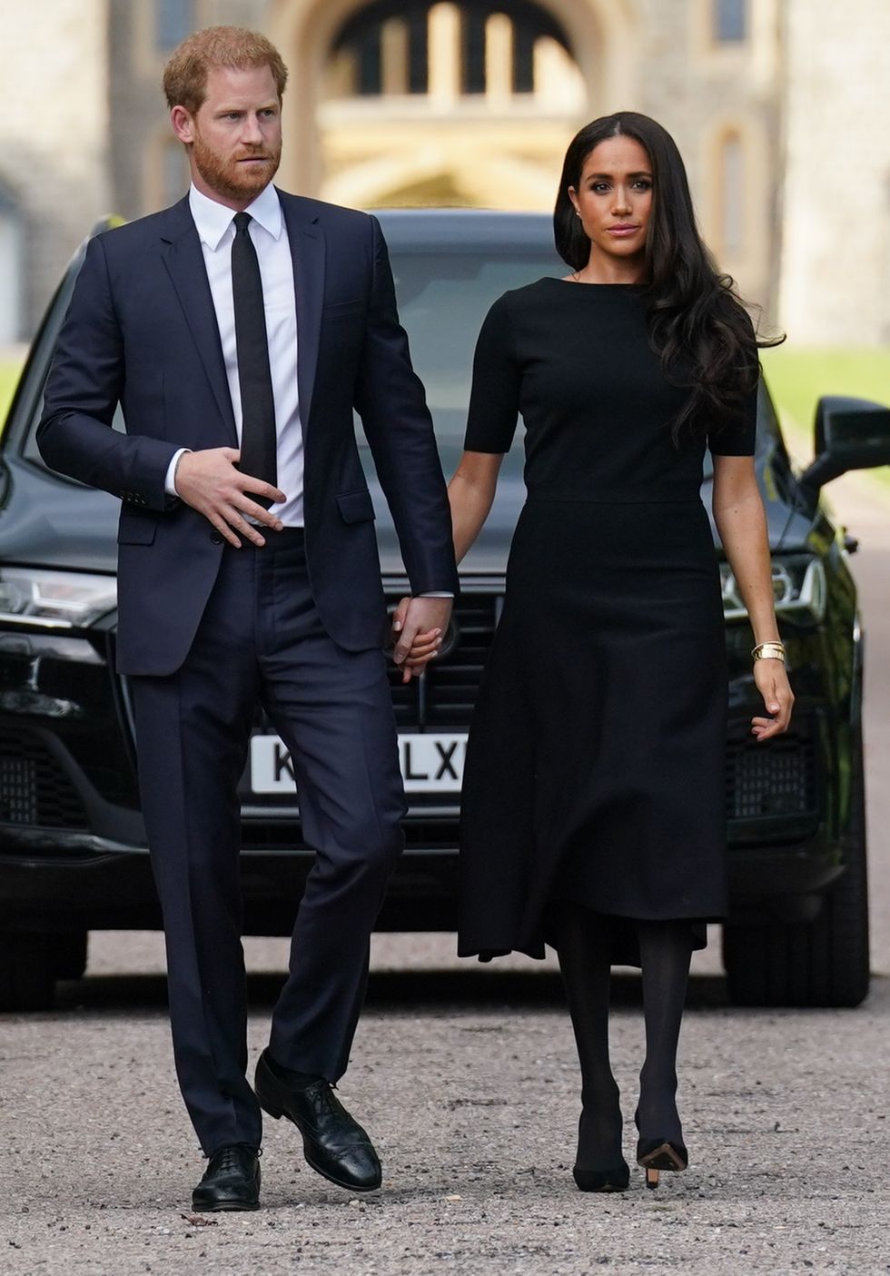 Prince Harry and Meghan Markle outside Windsor Castle